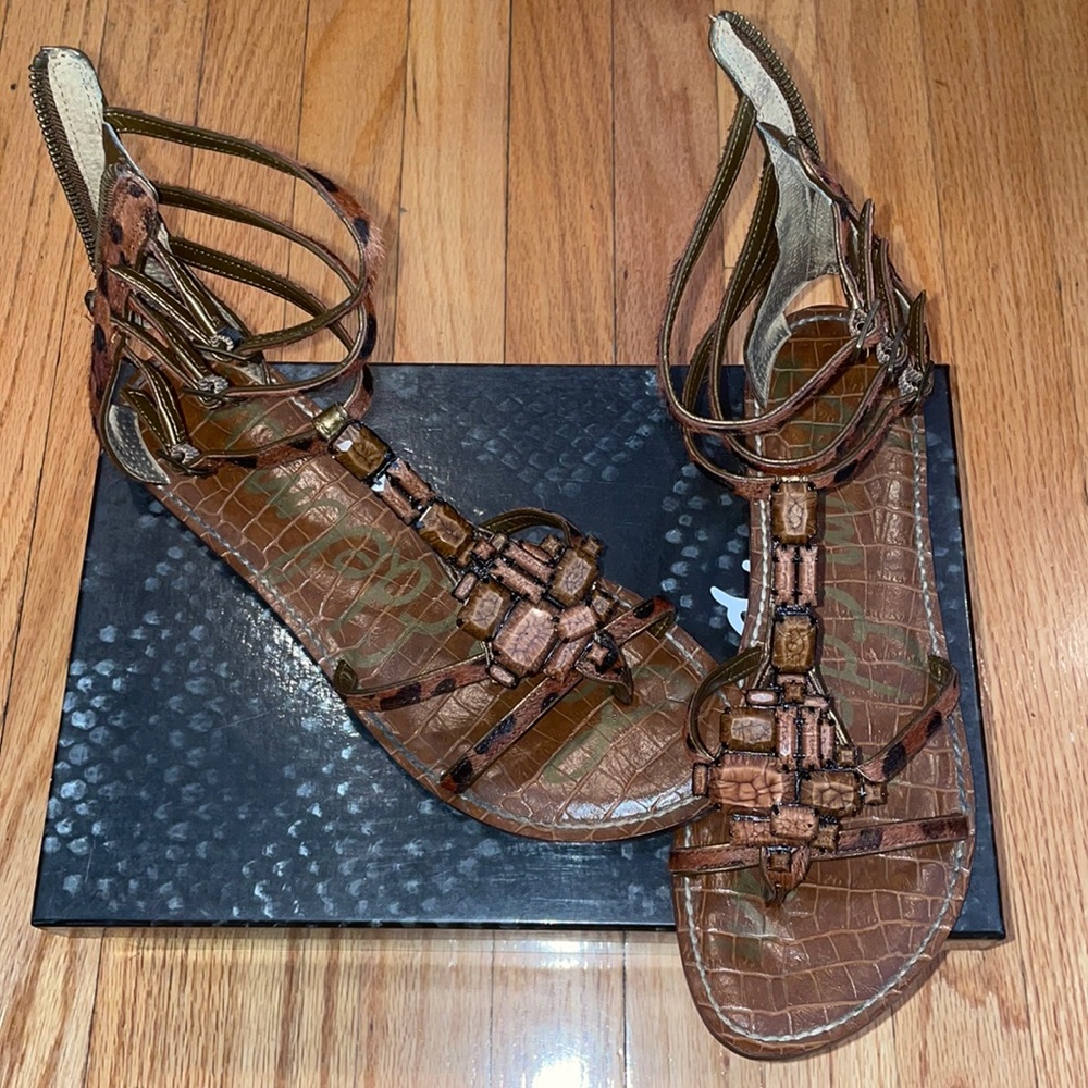 Sam Edelman- Leopard Pony Hair Gem Sandals